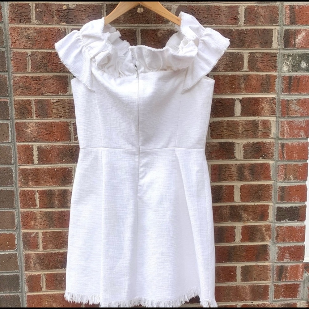 NWT Rebecca Taylor Women’s Winter White Ruffle Wedding Party Dress Size 4 - Picture 12 of 12